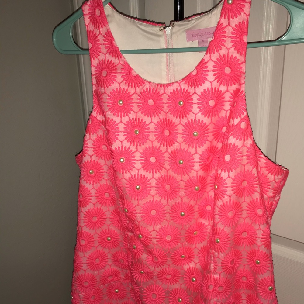 RARE Lilly Pulitzer Pearl Dress Fiesta Pink